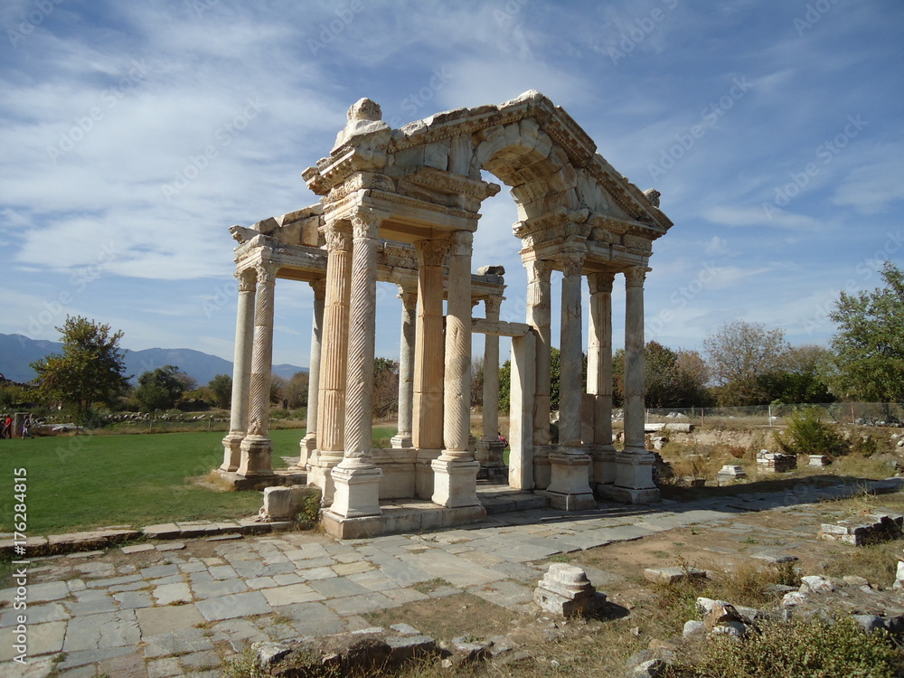 Tetrapylon gate in afrodisias ancient city, Word heritage site