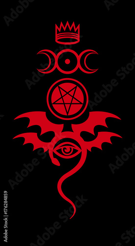 EVIL EYE (The Greater Malefic). The Diabolic eerie damn. Evil in its pure form. Emblem of Witchcraft and Sign of Necromancy. Mystical symbol.