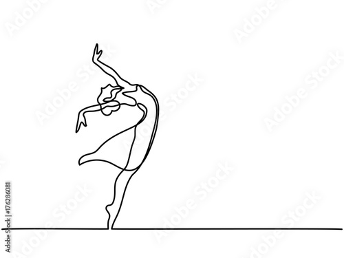 Continuous Line Art Drawing. Ballet Dancer ballerina. Vector Illustration