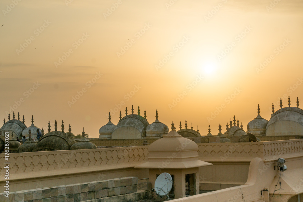 Rooftops of a hindu temple in Nahargarh Jaipur. Shows a mix of the old