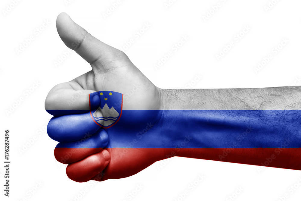 Flags written on hands slovenia, slovenia Flag, slovenia counter, Hand with thumbs, yes symbol,