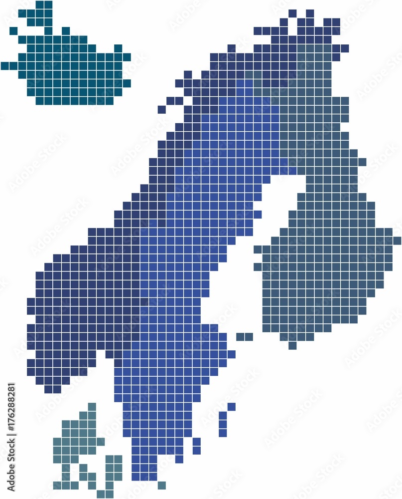 Naklejka premium Square shape Nordic counties map on white background. Vector illustration.