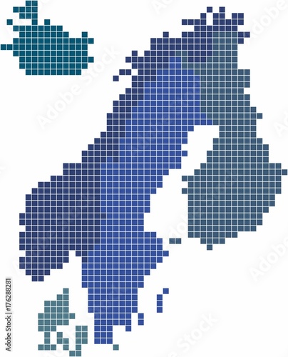Square shape Nordic counties map on white background. Vector illustration.