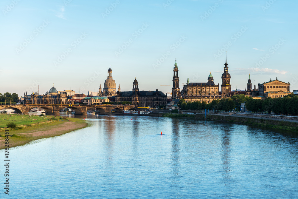Skyline of Dresden at dusk