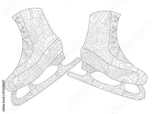 A pair of skates coloring raster for adults