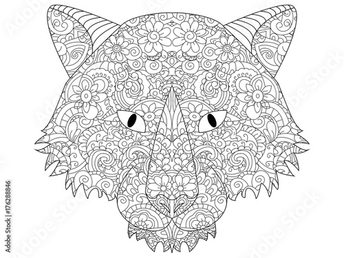 Fototapeta Naklejka Na Ścianę i Meble -  good Wolf head coloring raster for adults