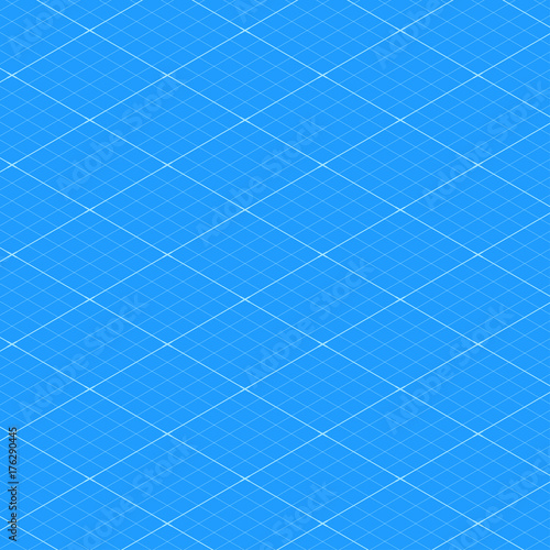 Isometric blueprint grid seamless pattern texture background. Vector illustration