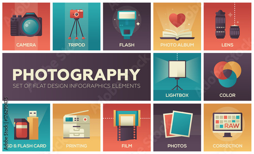 Photography - set of flat design infographics elements