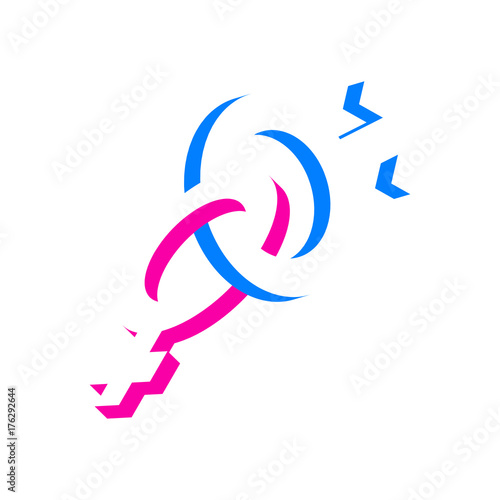 Icono plano femenino masculino espacio negativo color en fondo blanco