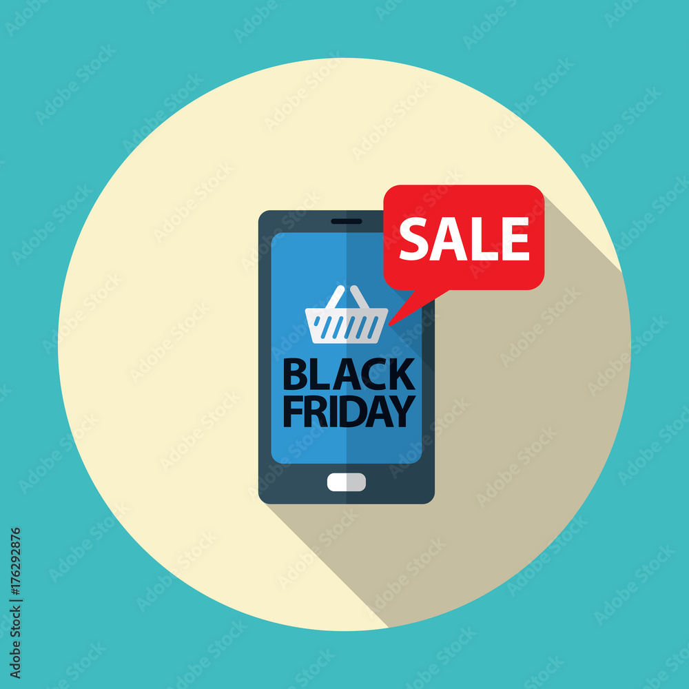 flat black friday sale mobile illustration on blue flat black friday sale mobile illustration on blue