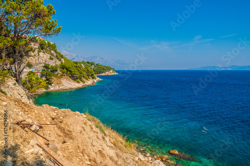 Croatia coasline. Bay and crystal clear water of Adriatic Sea.