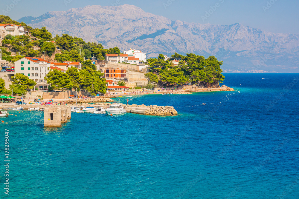 Croatia coasline. Bay and crystal clear water of Adriatic Sea.