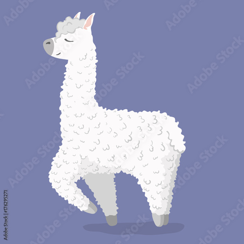 cute cartoon lama alpaca Vector Illustration. unique design for cards, posters, t-shirts, invitations