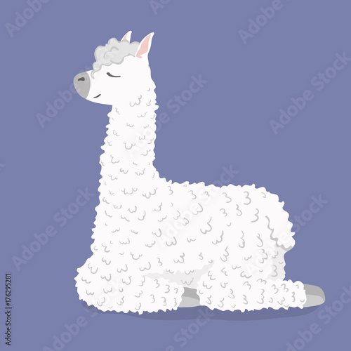 cute cartoon lama alpaca Vector Illustration. unique design for cards, posters, t-shirts, invitations