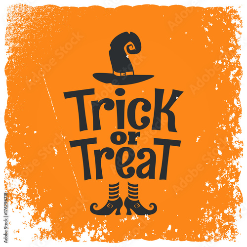 Trick or treat halloween witch lettering background
