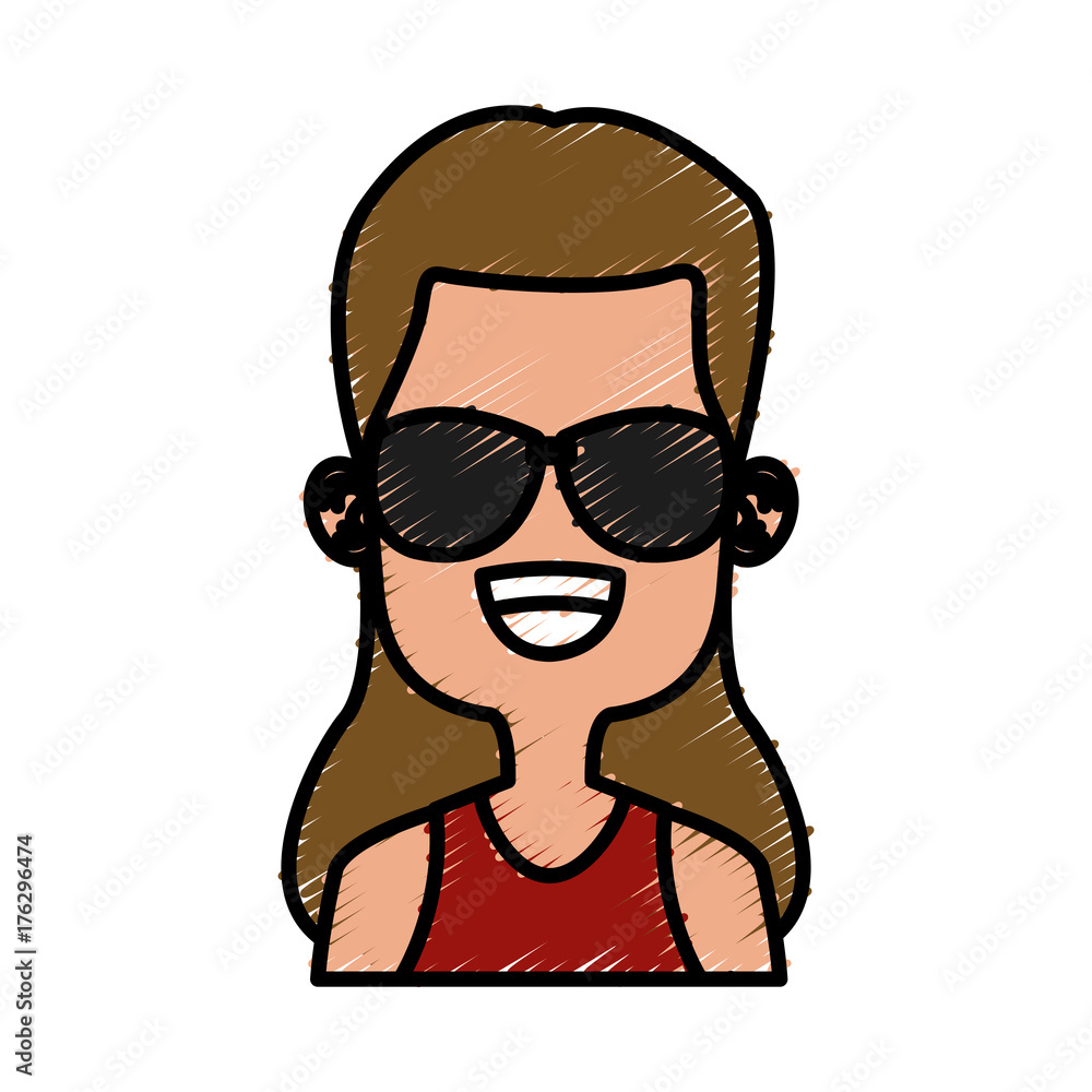 Girl with sunglasses icon vector illustration graphic design Girl with sunglasses icon vector illustration graphic design