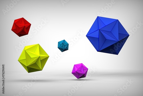 3d illustration of great dodecahedron isolated on white