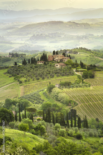 beautiful morning in Tuscany valley in Italy