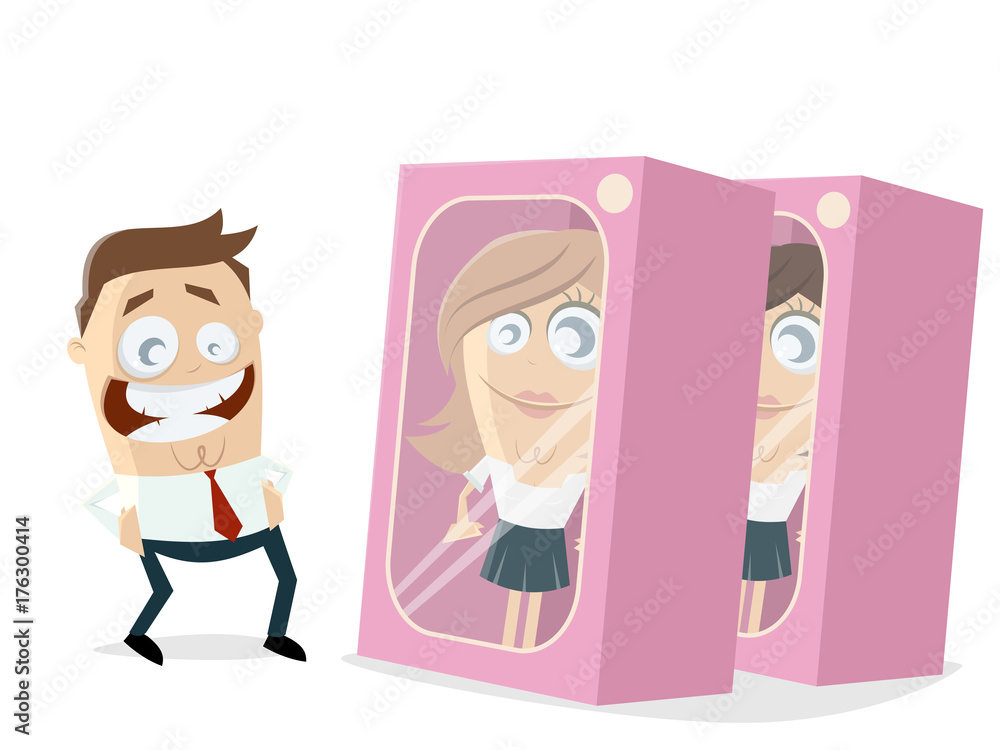 businessman buying woman in a box