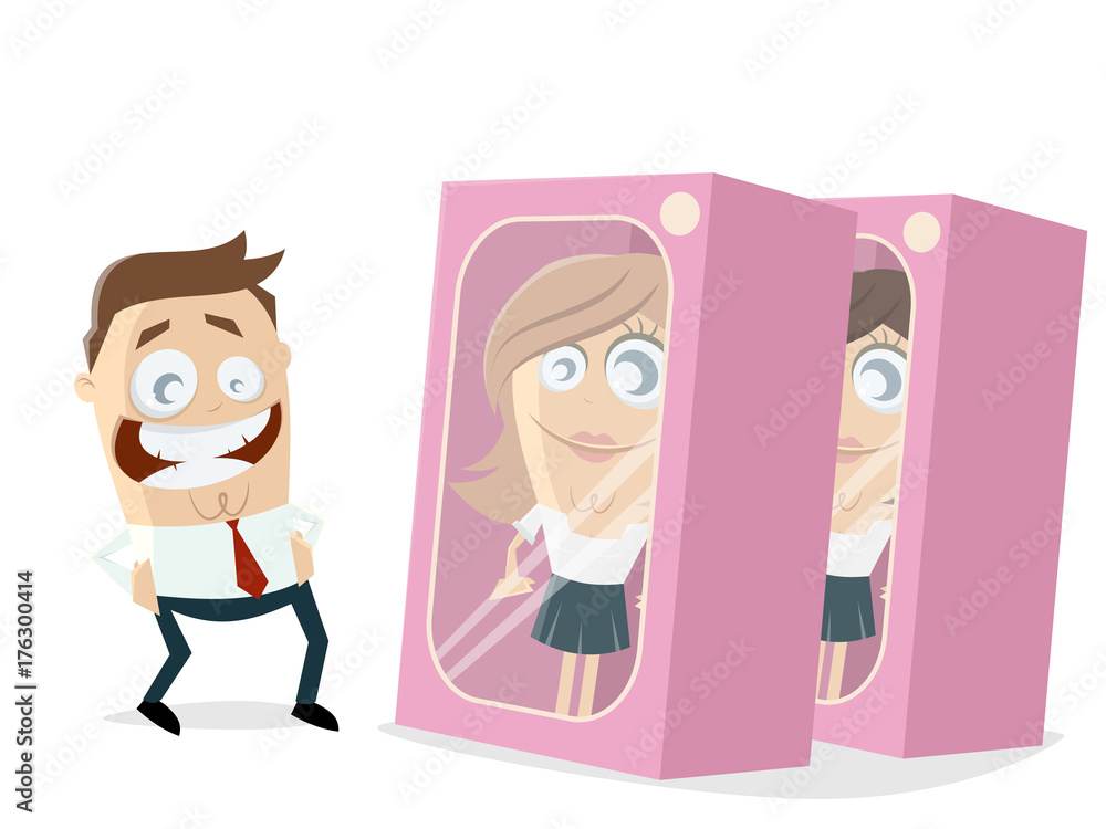 businessman buying woman in a box businessman buying woman in a box