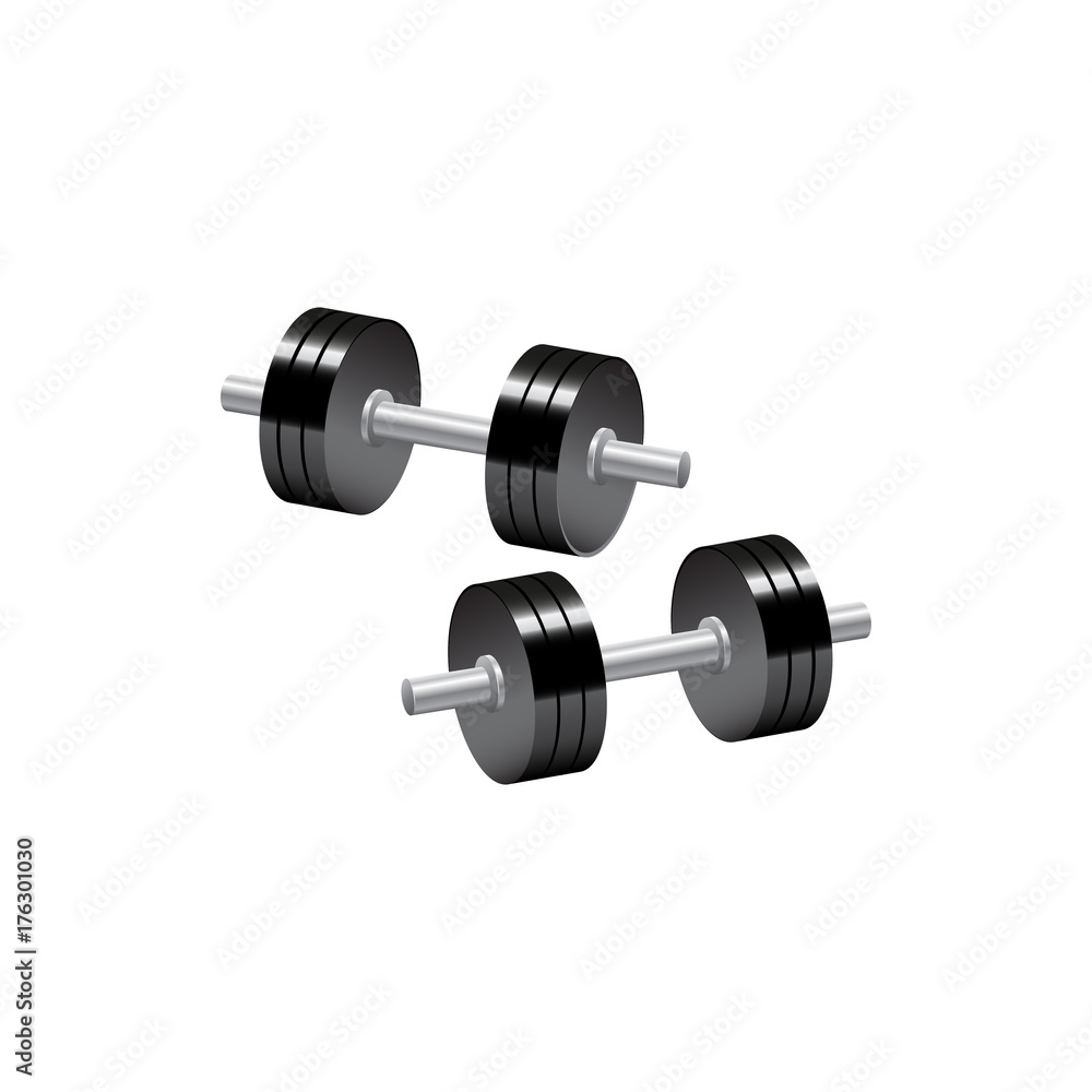 Two dumbbells leaning with clipping path Two dumbbells leaning with clipping path