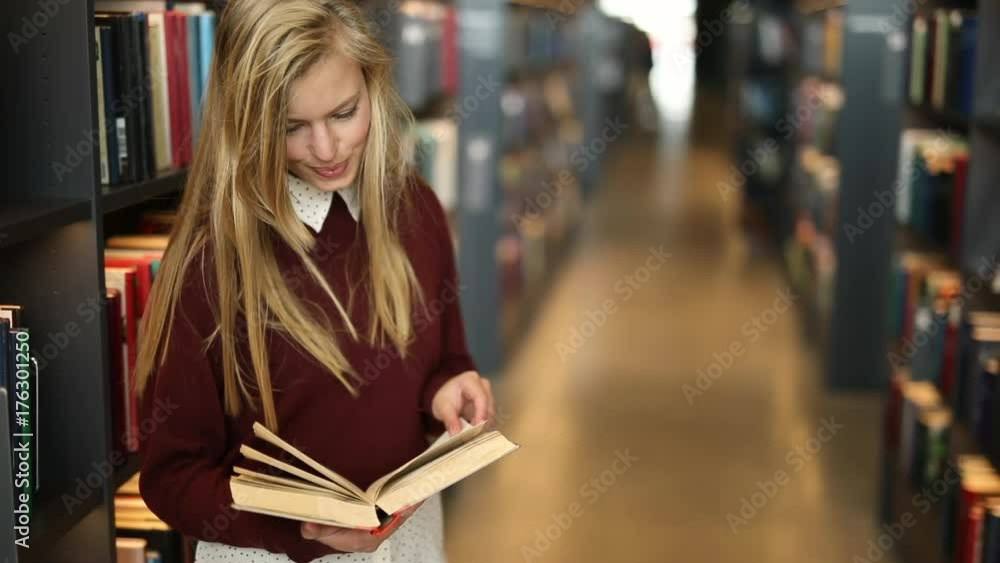 Reading blond in library Reading blond in library