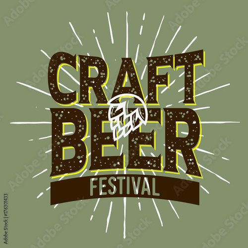 Craft Beer Festival Typographic Label Design With A Hop And A Su