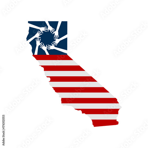 Hands Helping Northern California, Vector Illustration in White Background