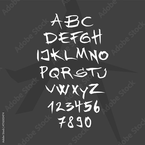 Vector hand drawn alphabet - letters written with a paint brush