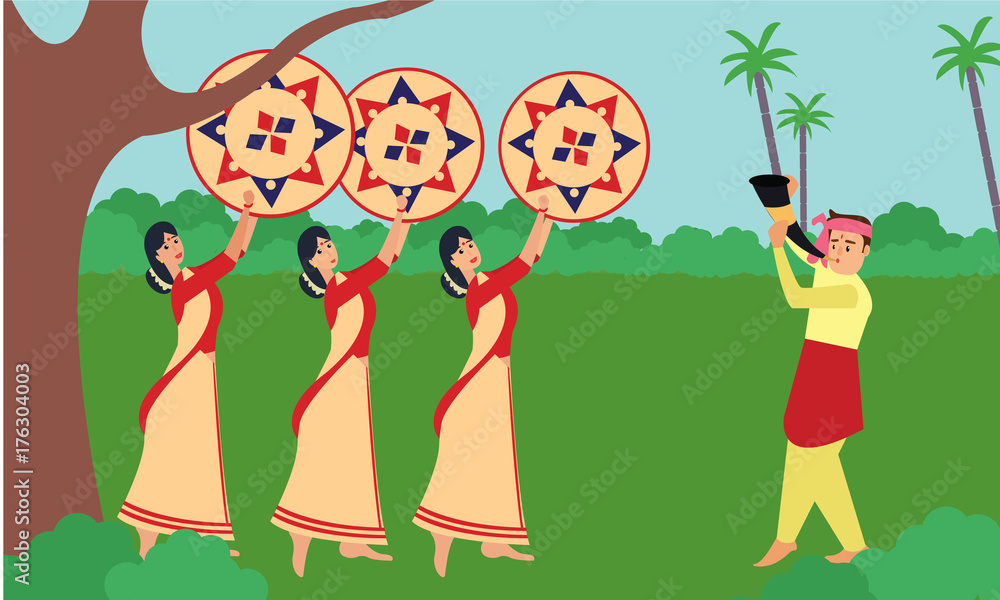 How to draw and color Bihu festival - Assamese new year | Drawings, Art for  kids, Festival