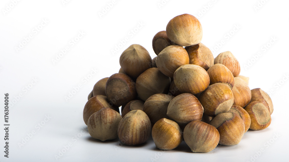 hazelnuts closeup on a light background hazelnuts closeup on a light background