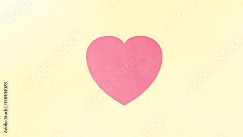 水彩アナログ風　ドキドキ動くハートのアニメーション　連続・繰り返し・ループ素材