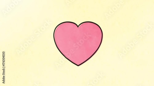 水彩アナログ風　ドキドキ動くハートのアニメーション　連続・繰り返し・ループ素材