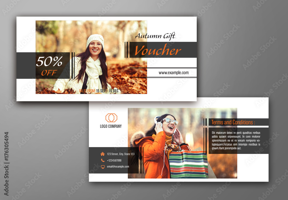 Autumn Gift Voucher Layout Stock Template | Adobe Stock