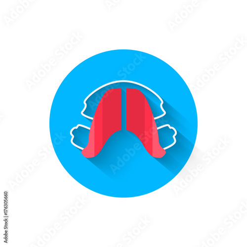 Dental plates, tooth alignment are illustrated in a flat style design of vector illustration. Modern icon on the topic of stomatology and orthodontics. Website and other your projects