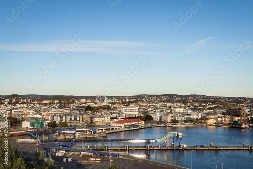 The city of Kristiansand, Norway, seen from above at a distance. © Lillian