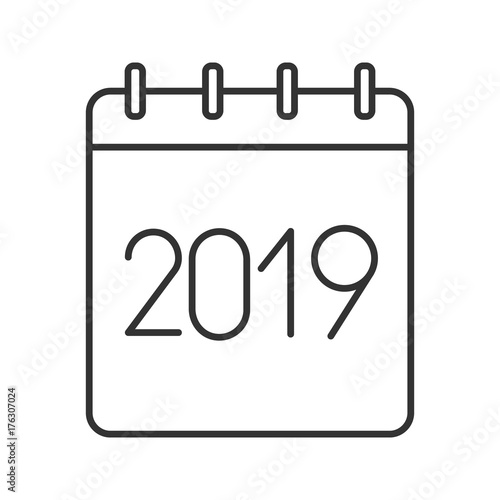 2019 annual calendar linear icon