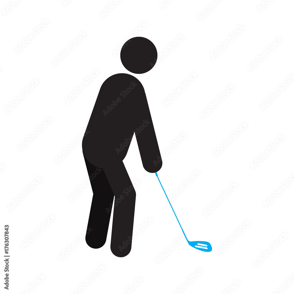 Man playing golf silhouette icon Man playing golf silhouette icon