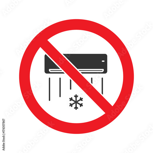 Forbidden sign with air conditioner glyph icon