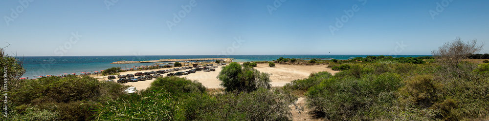 A panoramic view of Secret Paradise of Aluminos beach and coastline, Cyprus