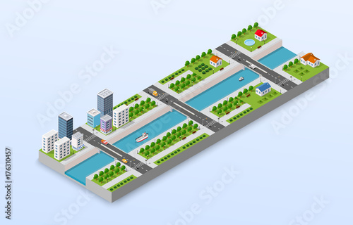 Isometric illustration of a city