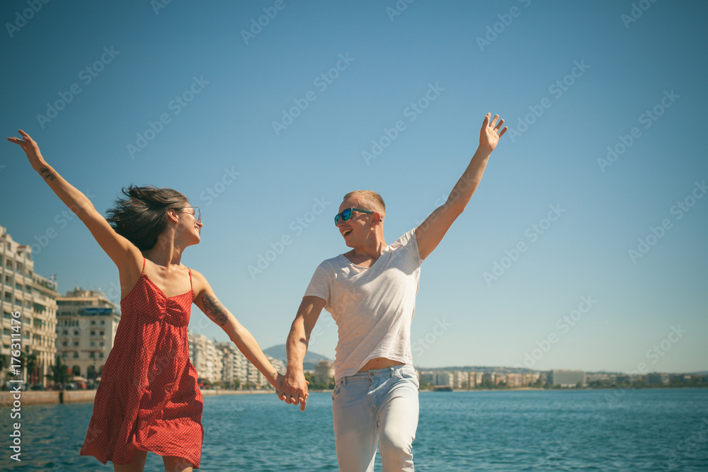 Passionate couple kissing, boy and girl. Having sex. Young lovers. People in love. Sensual