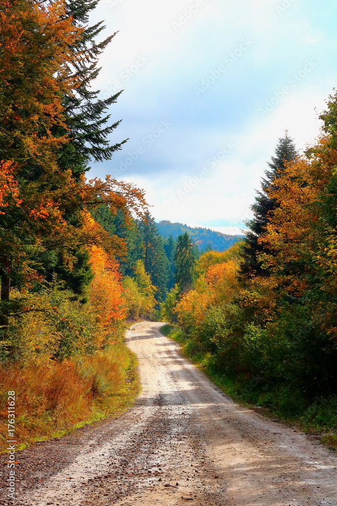 Mountain road in the Carpathians in the autumn. Mountain road in the Carpathians in the autumn.