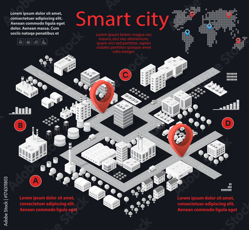 Infographic Smart city isometric concept