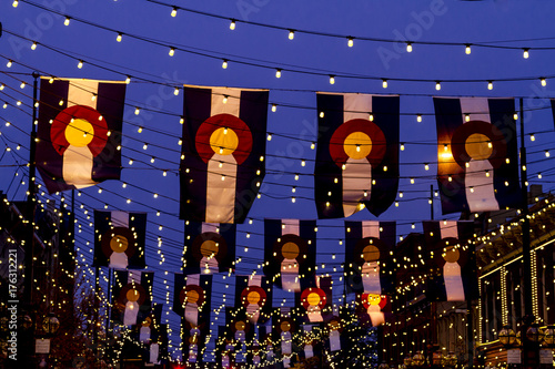 Colorado Flags on Larimer Square Denver