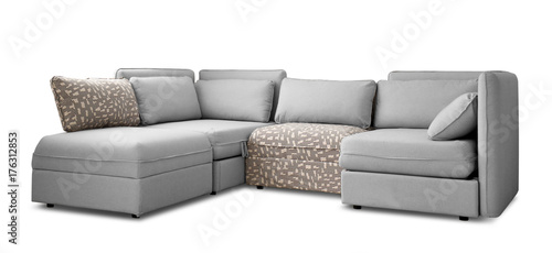 Comfortable sofa on white background