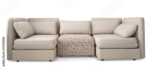 Comfortable sofa on white background