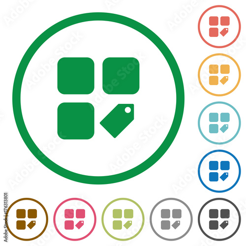 Tag component flat icons with outlines