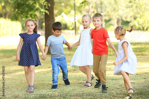 Group of children in park on sunny day