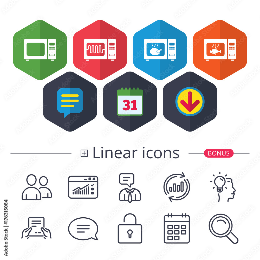 Microwave oven icons. Cook in electric stove. Microwave oven icons. Cook in electric stove.